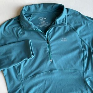 LL Bean Teal Blue 1/4 Zip Performance Outdoors Pullover Jacket Womens Size Large
